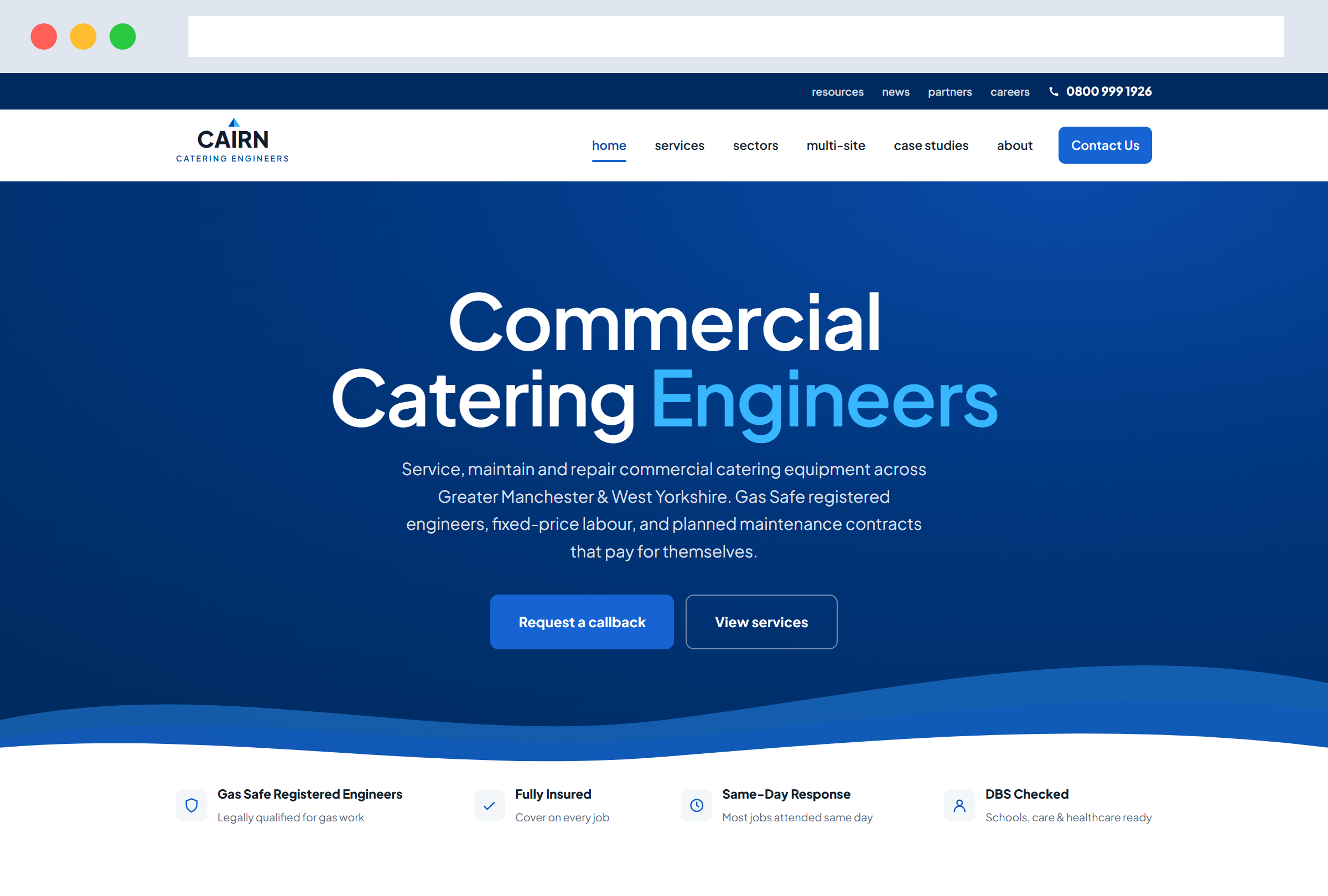 Cairn Catering Engineers website by Harrison Mann